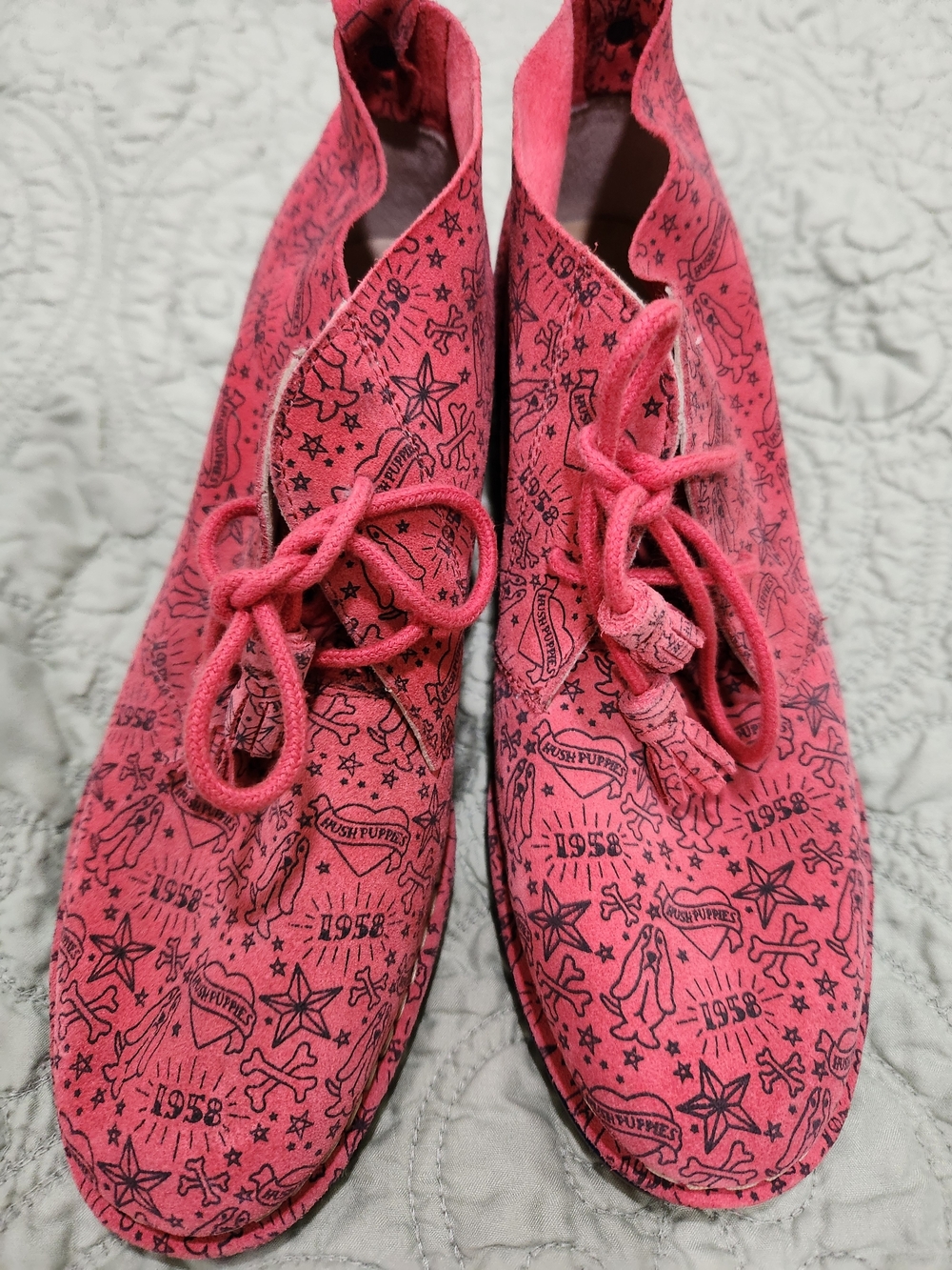 Hush Puppies Women's Pink Printed Lace-Up Boots